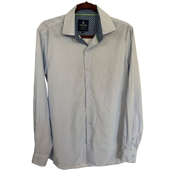 Tom Baine Mens Dress Shirt Wrinkle Free Medium Slim Fit 15 -15.5 Light Blue - Picture 1 of 13